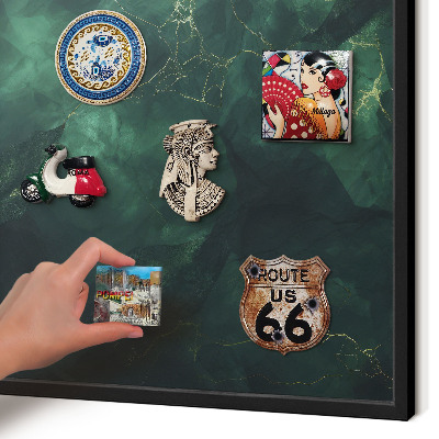 Vacation magnet board with a black frame Green depth