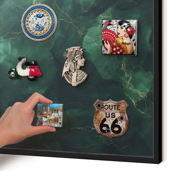 Vacation magnet board with a black frame Green depth