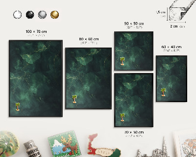 Vacation magnet board with a black frame Green depth