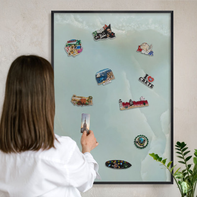 Vacation magnet board with a black frame Peaceful harmony