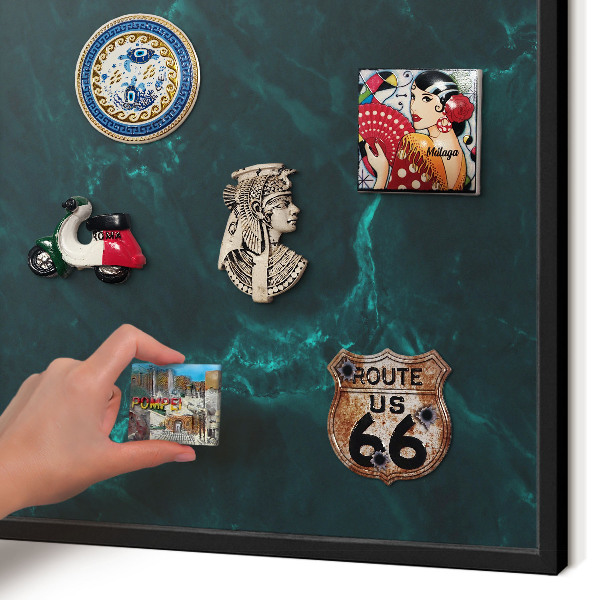 Vacation magnet board with a black frame Green depth