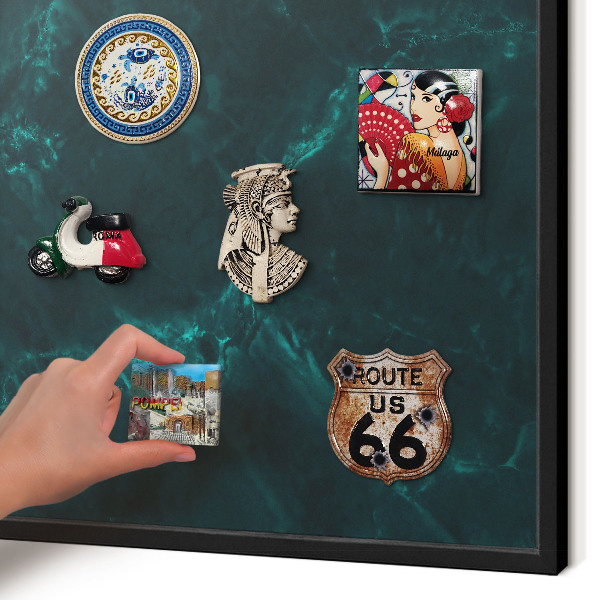 Vacation magnet board with a black frame Green depth