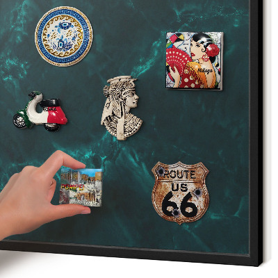 Vacation magnet board with a black frame Green depth