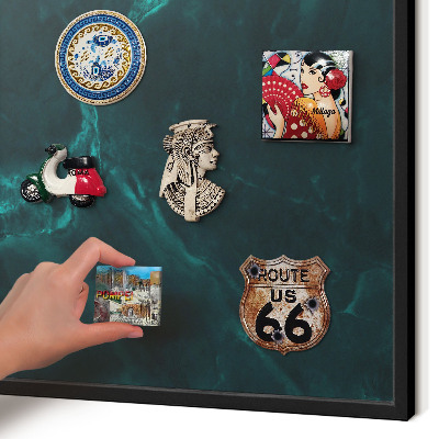 Vacation magnet board with a black frame Green depth
