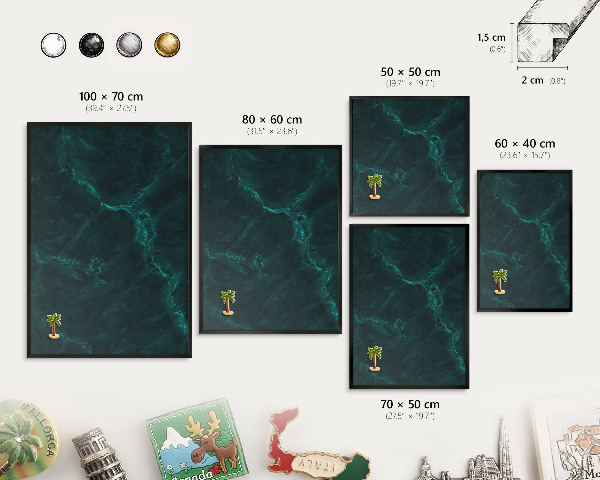 Vacation magnet board with a black frame Green depth