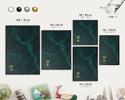 Vacation magnet board with a black frame Green depth
