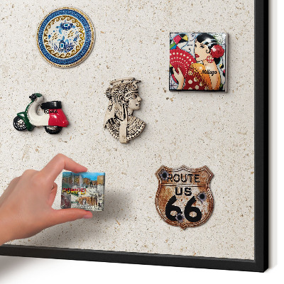Vacation magnet board with a black frame Delicate background