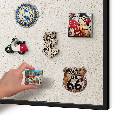 Vacation magnet board with a black frame Delicate background