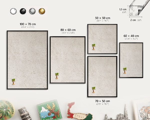 Vacation magnet board with a black frame Delicate background