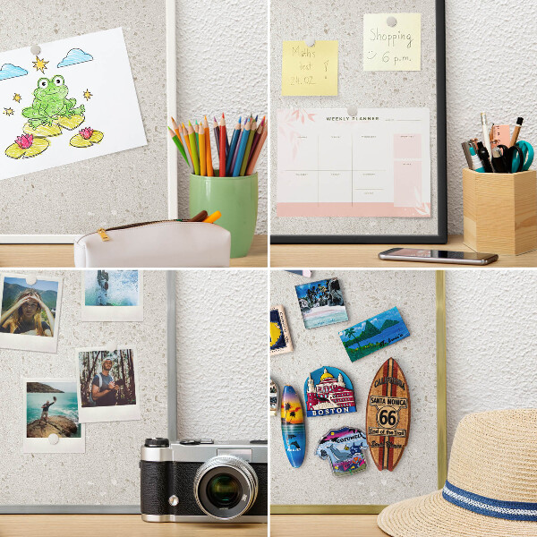 Metal wall board for magnets in a black frame Subtle elegance