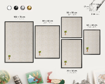 Vacation magnet board with a black frame Marble elegance
