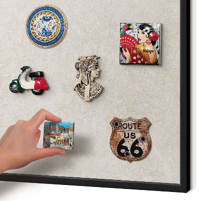 Metal wall board for magnets in a black frame Natural elegance