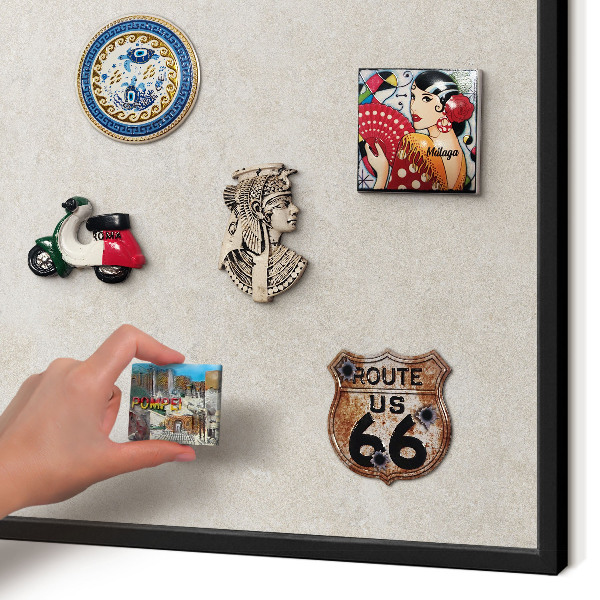 Metal wall board for magnets in a black frame Natural elegance