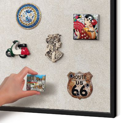 Metal wall board for magnets in a black frame Natural elegance