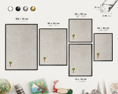 Metal wall board for magnets in a black frame Natural elegance
