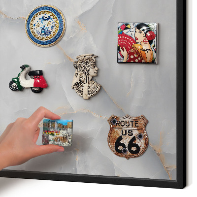 Vacation magnet board with a black frame Gray veins