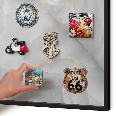 Vacation magnet board with a black frame Gray veins
