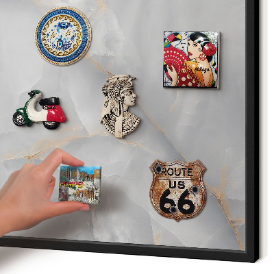 Vacation magnet board with a black frame Gray veins