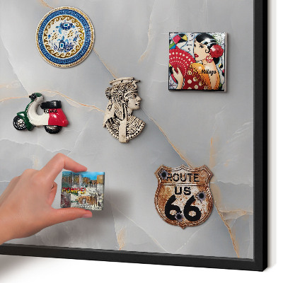 Vacation magnet board with a black frame Gray veins
