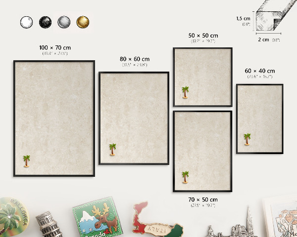 Metal wall board for magnets in a black frame Creamy elegance