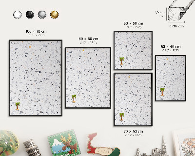 Vacation magnet board with a black frame Terrazzo style