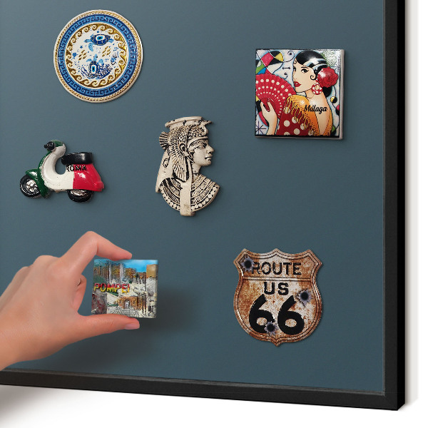Metal wall board for magnets in a black frame Turquoise