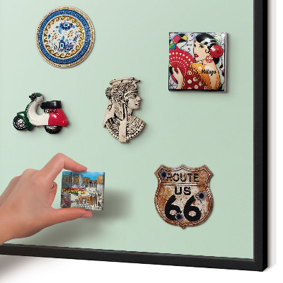 Vacation magnet board with a black frame Mint green