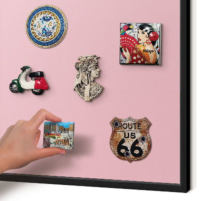 Metal wall board for magnets in a black frame Light pink