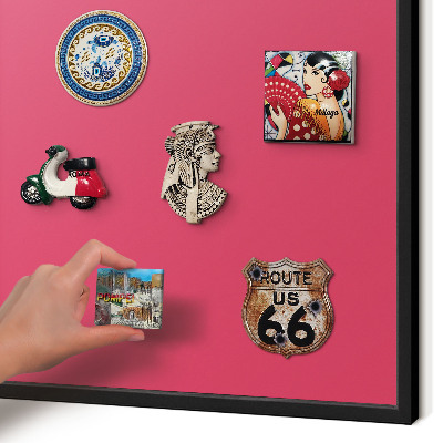Vacation magnet board with a black frame Energy pink
