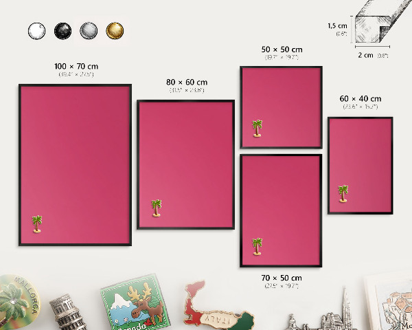 Vacation magnet board with a black frame Energy pink
