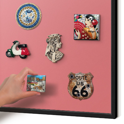 Metal wall board for magnets in a black frame Salmon color