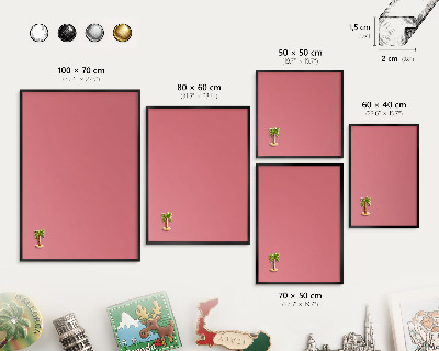 Metal wall board for magnets in a black frame Salmon color