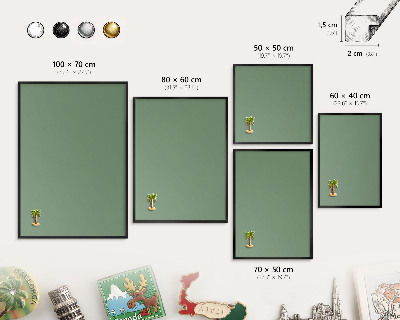 Vacation magnet board with a black frame Muted green
