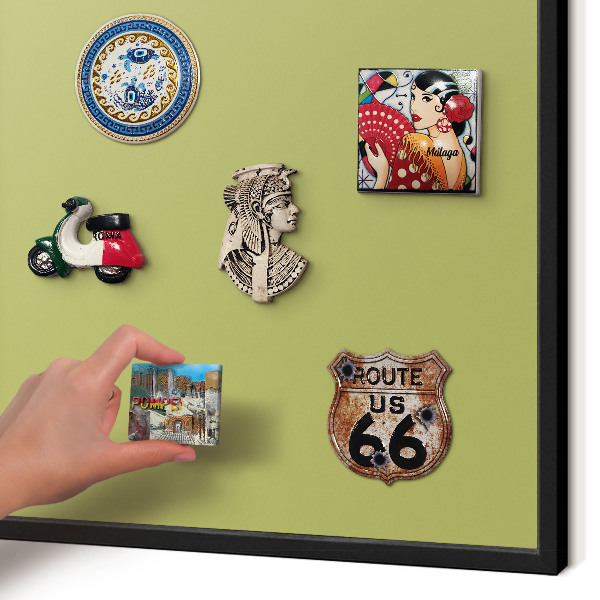 Vacation magnet board with a black frame Green vintage