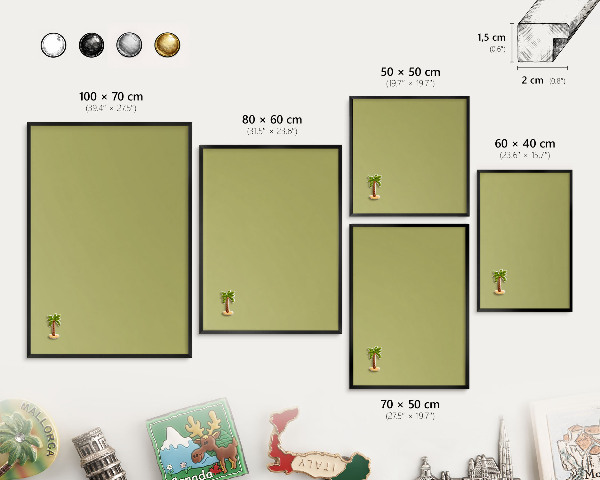 Vacation magnet board with a black frame Green vintage