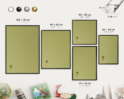 Vacation magnet board with a black frame Green vintage