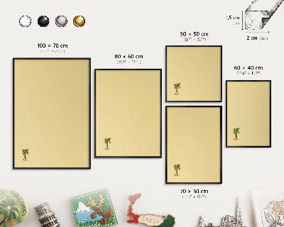 Metal wall board for magnets in a black frame Creamy yellow