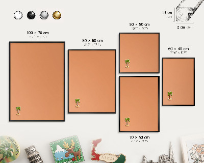 Vacation magnet board with a black frame Pastel orange