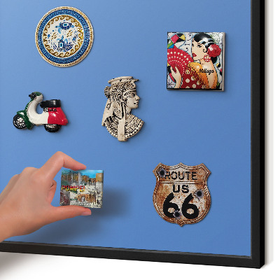 Metal wall board for magnets in a black frame Blue color