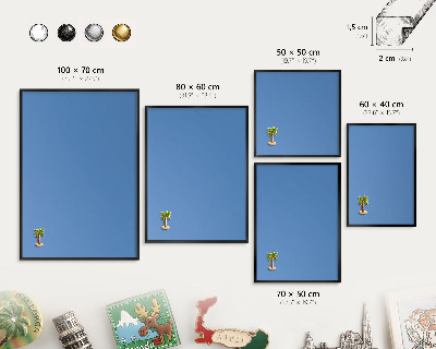 Metal wall board for magnets in a black frame Blue color