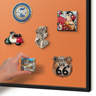 Vacation magnet board with a black frame Strong orange