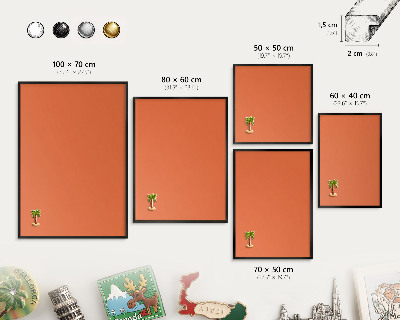 Vacation magnet board with a black frame Strong orange