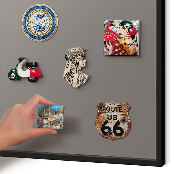 Vacation magnet board with a black frame Dark gray