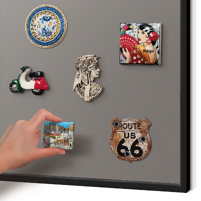 Vacation magnet board with a black frame Dark gray