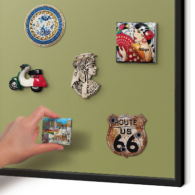 Metal wall board for magnets in a black frame Green grass
