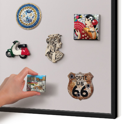 Vacation magnet board with a black frame Ash gray