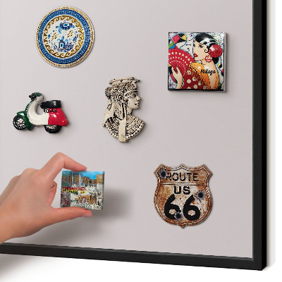 Vacation magnet board with a black frame Ash gray