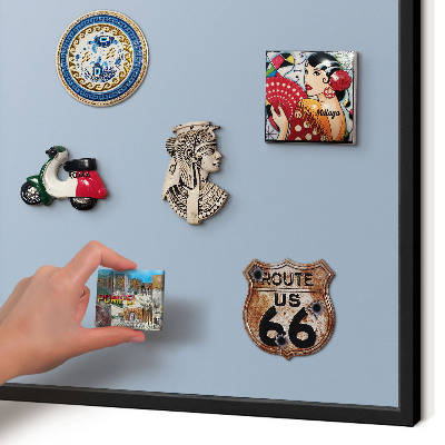 Vacation magnet board with a black frame Pastel blue