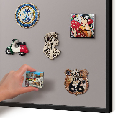 Metal wall board for magnets in a black frame Ash gray