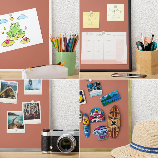 Vacation magnet board with a black frame Brick color